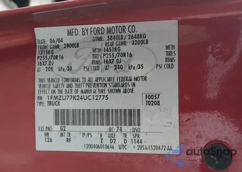 2004 Ford Explorer Sport Trac Adrenalin/Xls/Xlt z USA, uszkodzony, nr VIN 1FMZU77K24UC12775